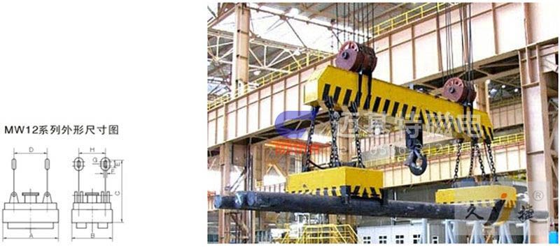 MW12系列、MW15系列吊運捆扎螺紋鋼、圓鋼用起重電磁鐵